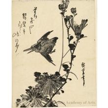 Utagawa Hiroshige: Kingfisher and Chrysanthemum (Descriptive Title) - Honolulu Museum of Art