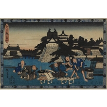 歌川広重: Act 3: A scene outside the castle of Kamakura at Early Dawn - ホノルル美術館