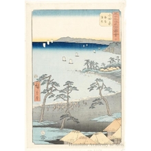 Utagawa Hiroshige: Fishermen’s Houses on the Beach at Odawara (Station #10) - Honolulu Museum of Art