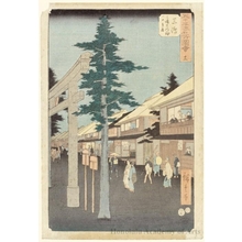 歌川広重: The First Entrance Gate to the Mishima Daimyojin Shrine at Mishima (Station #12) - ホノルル美術館