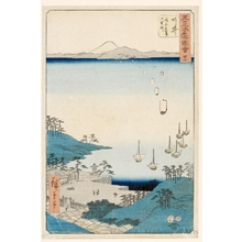 Utagawa Hiroshige, 歌川広重 (Utagawa Hiroshige)による浮世絵「Ferry Boats Approaching the Government Barrier at Arai (Station #32)」