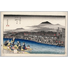 Utagawa Hiroshige: Enjoying the Evening Cool on the Riverbed at Shijö - Honolulu Museum of Art
