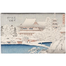 歌川広重: Kinryüzan Temple in Snow, Asakusa - ホノルル美術館