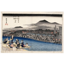 Utagawa Hiroshige: Enjoying the Evening Cool on the Riverbed at Shijö - Honolulu Museum of Art