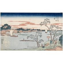 Utagawa Hiroshige: Viewing leafy cherries in bloom along the Sumida River - Honolulu Museum of Art