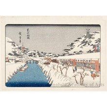 歌川広重: Shiba Akabane in Snow - ホノルル美術館