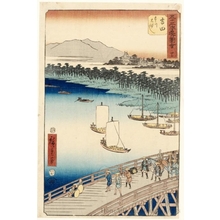 Utagawa Hiroshige: The Great Bridge on the Toyo River near Yoshida (Station #35) - Honolulu Museum of Art