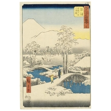 Utagawa Hiroshige: Mt. Fuji and Mt. Ashigara from Numazu in Clear Weather after a Snowfall (Station #13) - Honolulu Museum of Art