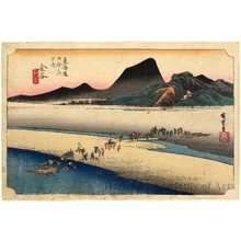 Utagawa Hiroshige: Distant Bank of Öi River at Kanaya (Station #25) - Honolulu Museum of Art