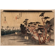 Utagawa Hiroshige: Tora’s Rain (Tear Drop) at Öiso (Station #9) - Honolulu Museum of Art