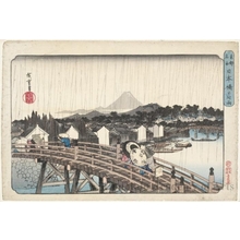 Utagawa Hiroshige: Nihonbashi Bridge in a Rain Shower - Honolulu Museum of Art
