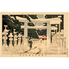 小林清親: Ueno Töshögü Shrine in the Snow - ホノルル美術館