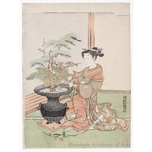 Isoda Koryusai: Girl Arranging Flowers - Honolulu Museum of Art