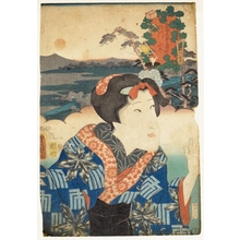 歌川国貞: Futakawa: Ichikawa Monnosuke III as Kofuyu - ホノルル美術館