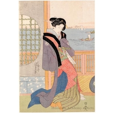 歌川国貞: Lady on the Verandah (descriptive title) - ホノルル美術館