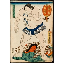 Estampe japonaise "The Sumö Wrestler Musashino on East" par Utagawa Kunisada, 歌川国貞 (Utagawa Kunisada I (Toyokuni III))