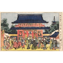 Japanese Print "The Niö Gate of the Asakusa (Kannon) Temple in Edo" by Utagawa Kuniyasu, 歌川国安 (Utagawa Kuniyasu)