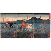 歌川国芳: Battle at Ujigawa - ホノルル美術館