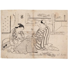 Japanese Print "Lovers Playing Five-In-A-Row" by Okumura Masanobu, 奥村政信 (Okumura Masanobu)