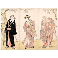 Katsukawa Shunko: Ichikawa Danjürö V as Ikyü, Nakamura Rikö I as Agemaki and Ichikawa Yaozö III as Sukeroku - Honolulu Museum of Art