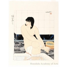 石川寅治: Nude at Her Bath - ホノルル美術館