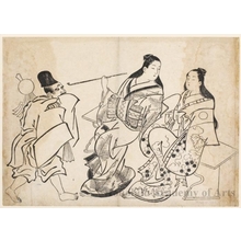 Unknown: Seated Courtesans and Priest - Honolulu Museum of Art