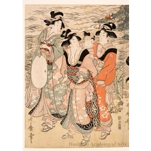喜多川歌麿: Figures and Ox (descriptive title) - ホノルル美術館