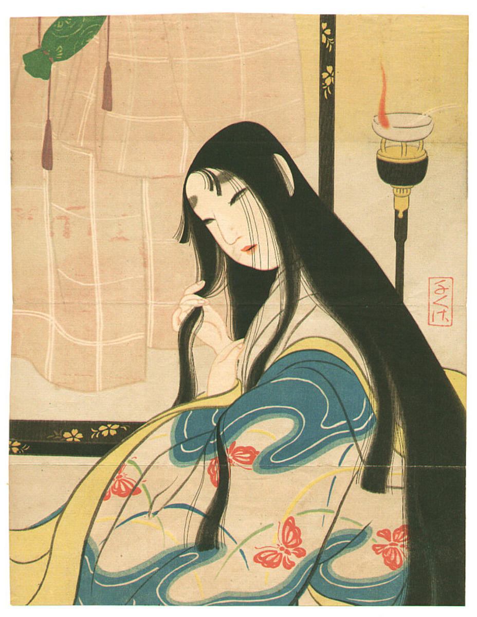 Chigusa Kotani: Lady in Heian Court Litho Japanese Art Open Database