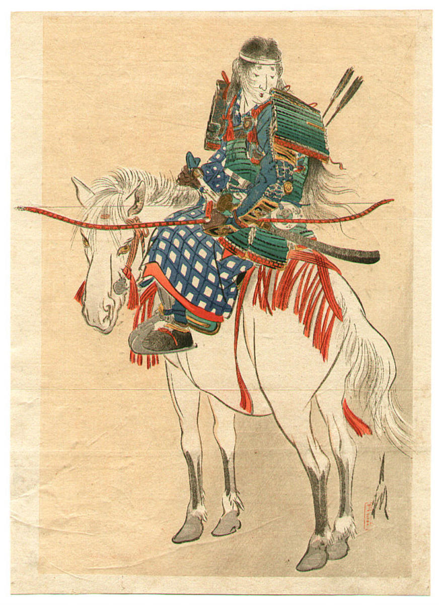 尾形月耕: Tomoe, the Female Warrior - Japanese Art Open Database 
