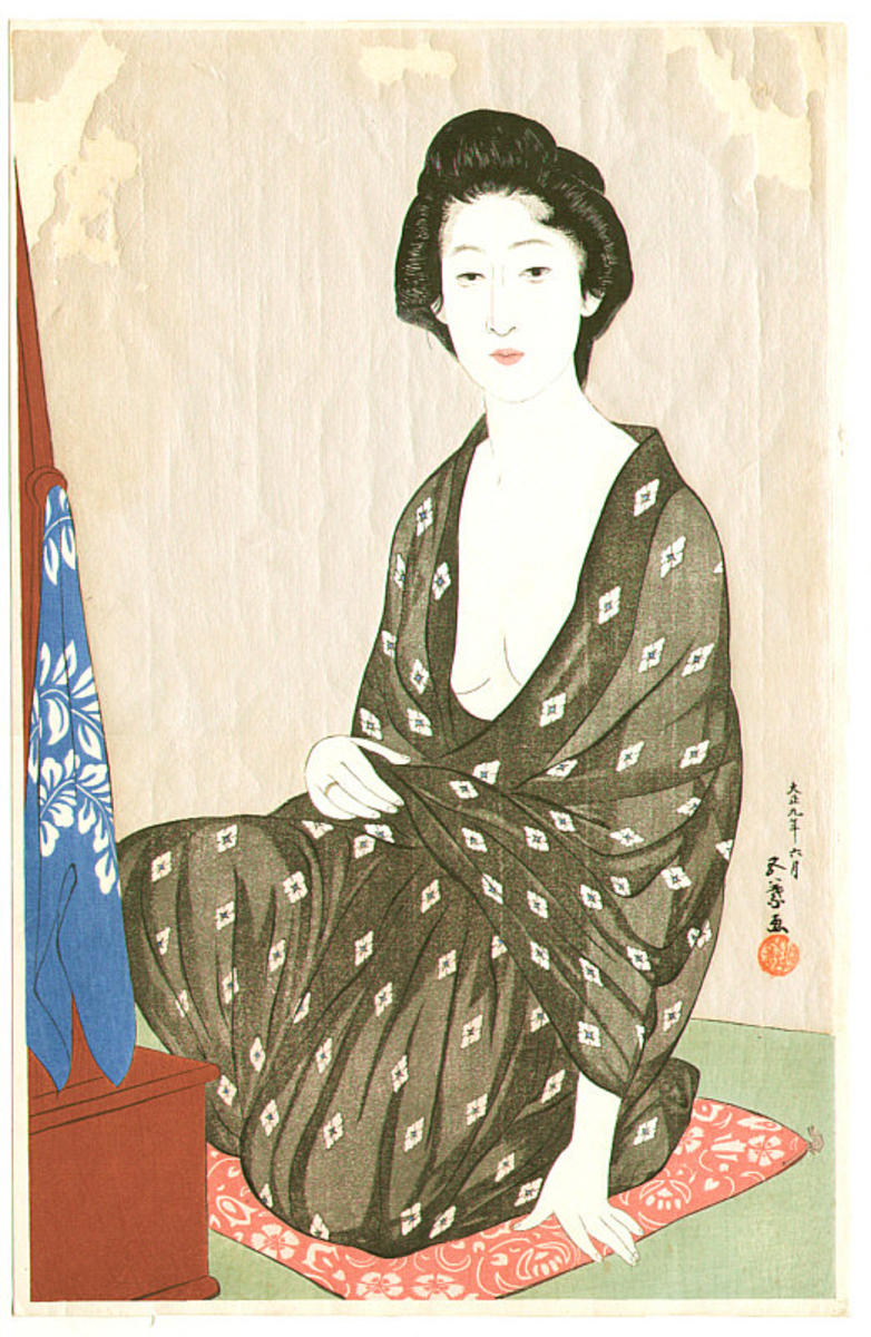 橋口五葉: Woman in a Summer Kimono — 夏衣の女 - Japanese Art Open 