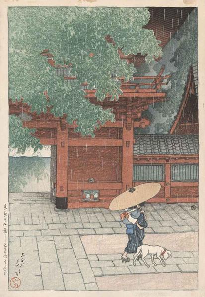 May rain at the Sanno Temple - Samidare furu sanno by Kawase Hasui