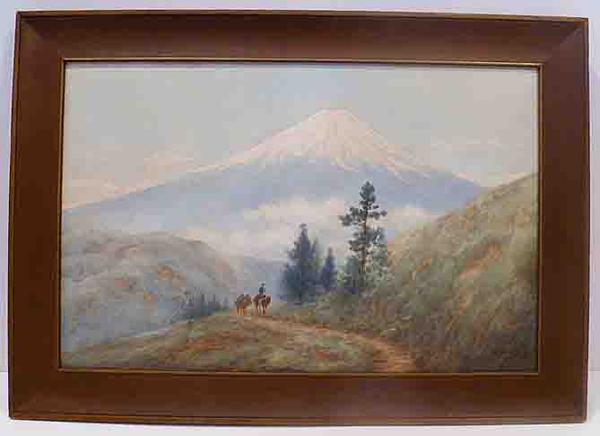 森琴石による浮世絵「Mt. Fuji - Misty Day With Horseman on