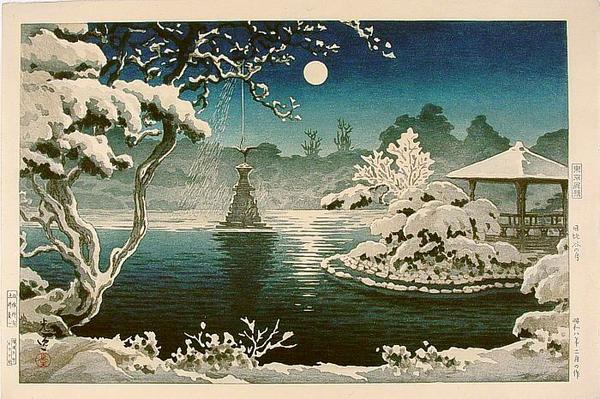 風光礼讃: Moonlight over Hibiya Park - Japanese Art Open Database 