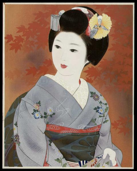 Unknown: Maiko in a beautiful kimono - Japanese Art Open Database ...