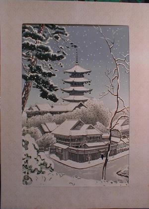 麻田辨次: The Pagoda of Ninnaji Temple Winter - Japanese Art Open Database
