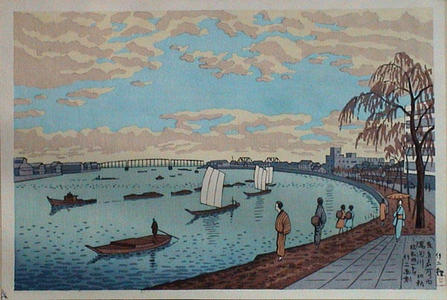 Fujishima Takeji: Early Spring at Sumida River — 隅田川初秋 - Japanese Art Open Database