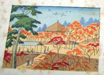 Fujishima Takeji: Temple in Autumn- koban - Japanese Art Open Database