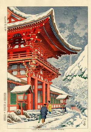 Fujishima Takeji: Snow in Kamigamo Shrine, Kyoto - Japanese Art Open Database