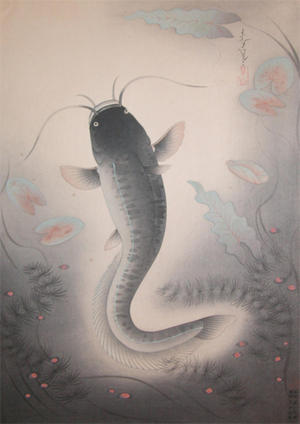 大野麦風: Catfish — なまず （Namazu） - Japanese Art Open Database