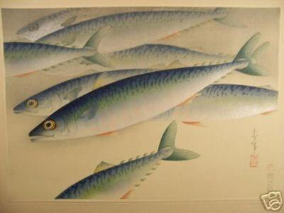 大野麦風: Saba- Mackerels - Japanese Art Open Database