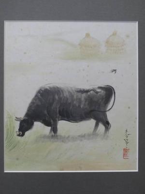 Bakufu Ohno: Black Cow — 牛 - Japanese Art Open Database