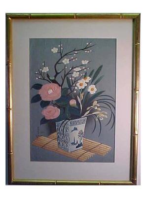 大野麦風: Flowers In Vase (Winter) - Japanese Art Open Database