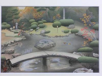 大野麦風: Japanese garden in Autumn - Emperor's Garden 2 — 秋の庭園風景 - Japanese Art Open Database
