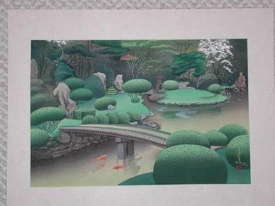 大野麦風: Kurodani Garden in Kyoto- Spring - Japanese Art Open Database