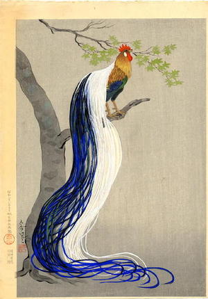 大野麦風: Long Tail Cock - Japanese Art Open Database