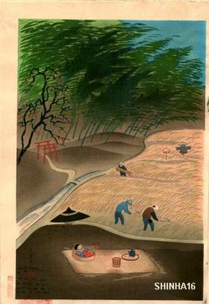 大野麦風: Rice Harvest - Japanese Art Open Database