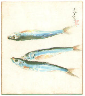 大野麦風: Three Fish - Japanese Art Open Database