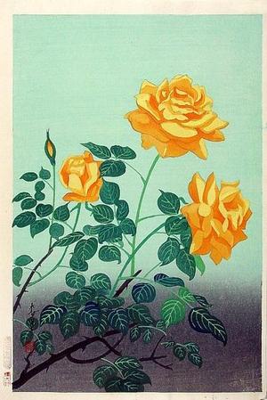 大野麦風: Yellow Rose — 黄色い薔薇 - Japanese Art Open Database