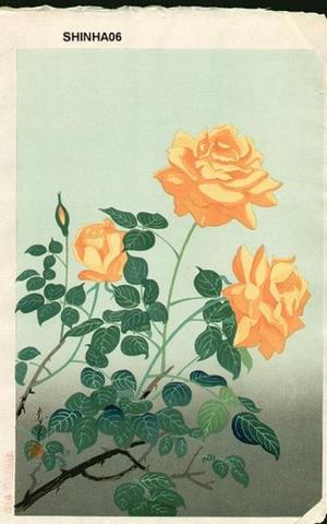 大野麦風: Yellow Rose — 黄色い薔薇 - Japanese Art Open Database