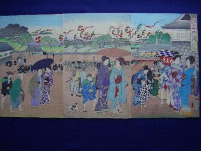 Toyohara Chikanobu: July- Tanabata Festival at Sujikai — 七月 七夕筋違 - Japanese Art Open Database